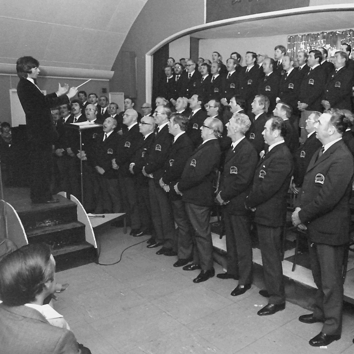Black and white image of the Snowdon Male Voice Choir
